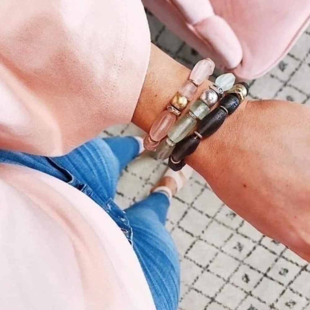 Brix Stretch Bracelet - Blush and Gold